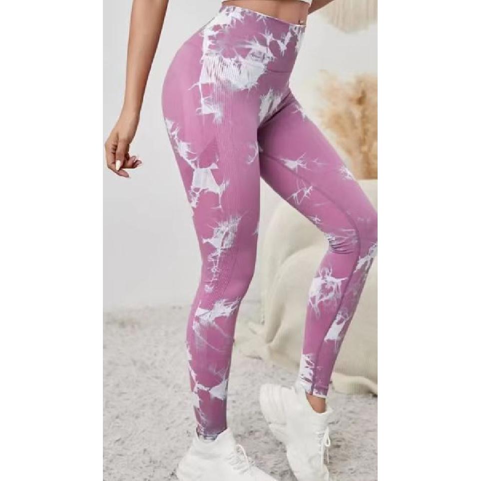 Peach Butt Lifting Seamless Yoga Pants, High Waist And Abdominal Tight Fitness Pants, Tie Dyeing Naked Tight Pants For Women