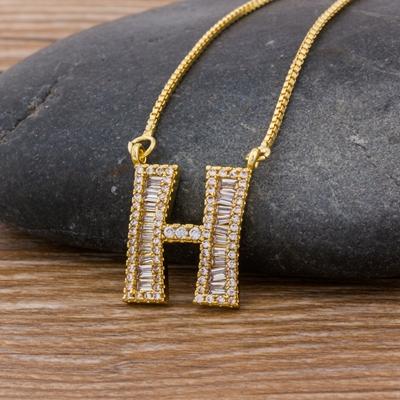 Nidin Light Luxury A-Z 26 Letters Necklace Zircon Pendant for Women Initials Name Necklace Fashion Party Wedding Jewelry Gift