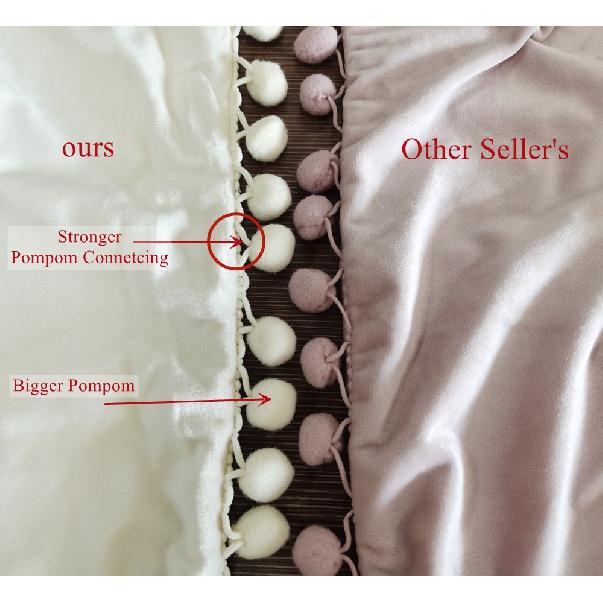 Pompom Velvet Cushion Cover Decorative Throw Cushion Covers Home Decor for Sofa Bedroom Pillowcase Pink Beige Pillow