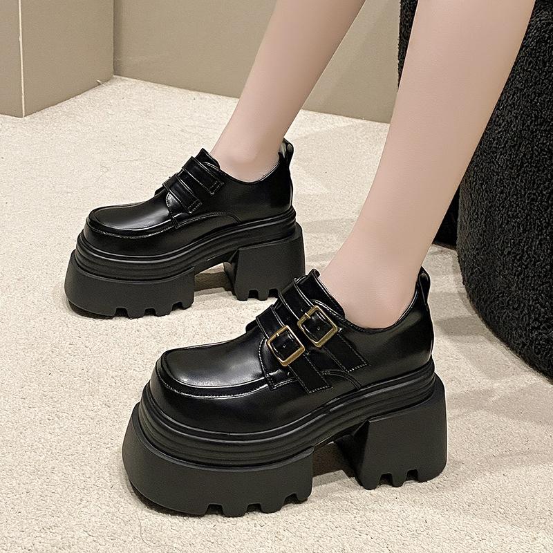 2025 Spring New Thick-soled High-end Loafers Casual Versatile Thick Heel Heightening Single Shoes British Style Small Leather Shoes