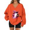 Women's V-neck Dropped Shoulder Halloween Print Sports Sweatshirt Top