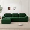 Cloud Modular Sofa Boneless L-Shaped Sofa, Modular Sofa with Ottoman, 3-Seater Corduroy Cloud Sofa for Living Room, Assembly-Free Sofa, Green