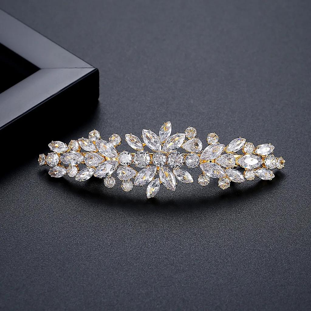 New Luxury Bridal Wedding Hair Pin Fashion Ladies Gifts Crystal Barrettes Woman Trendy Sparkling Elegant Geometric Clips Head