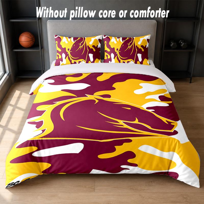 Set Biancheria da Letto Design Brisbane Broncos 1 Copripiumino + 2 Federe Morbido Traspirante Biancheria da Letto per la Casa