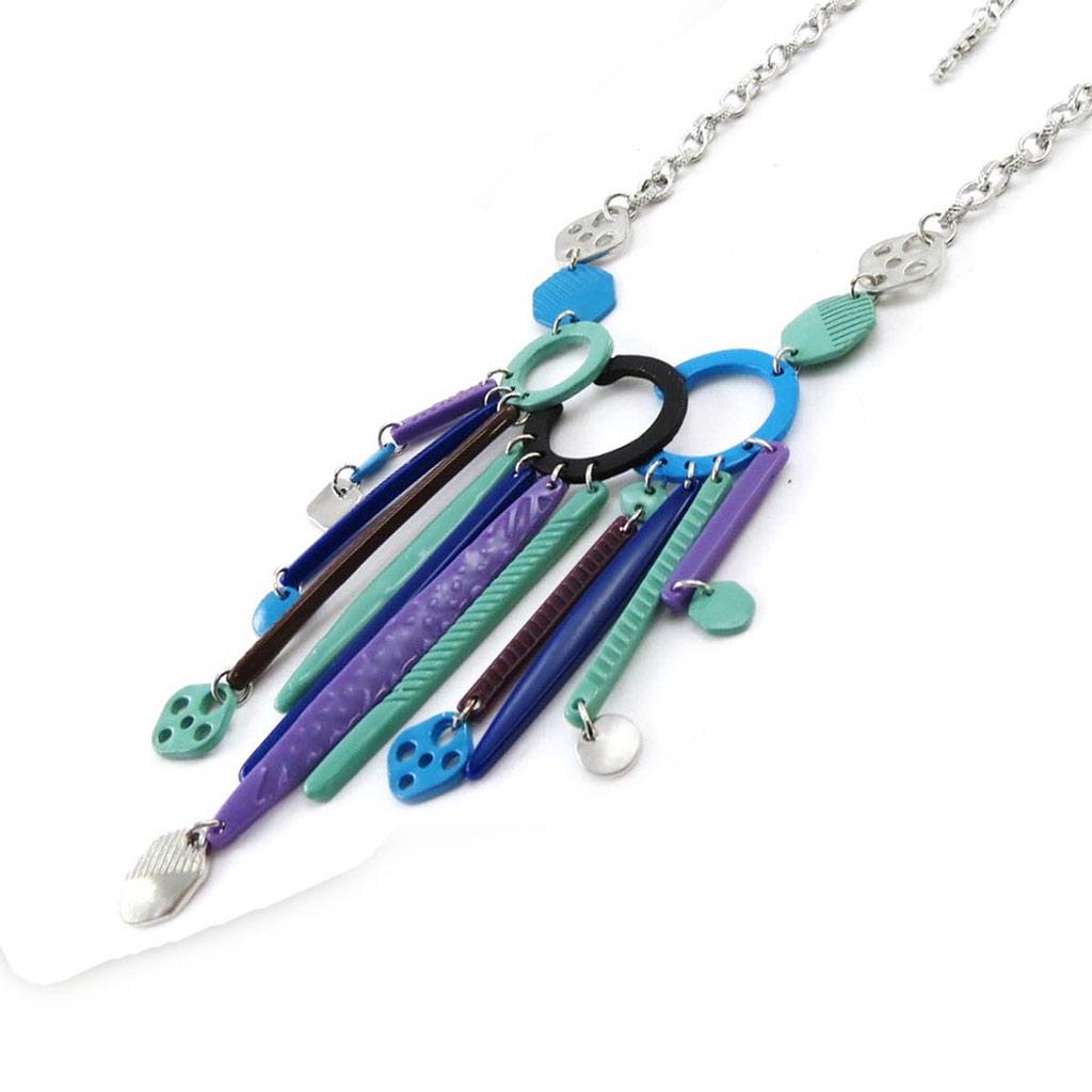 NOA [J3187] - Designer Necklace 'Pimprenelle' Purple Blue