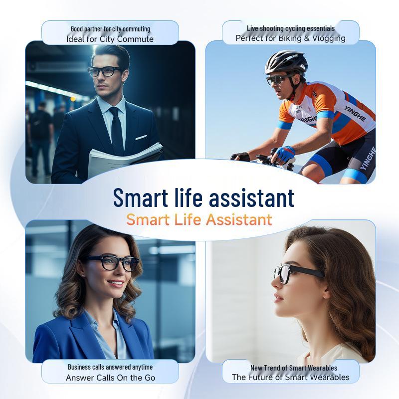 Smart AI Bluetooth Glasses: HD Camera, Music, Calls & Translation
