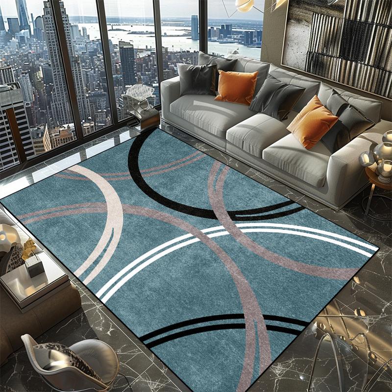 Moderner Geometrischer Teppich Wohnzimmer Dekoration Zuhause Waschbar Groß Rutschfester Teppich Schlafzimmer Bodenmatten Große Größe Flanell Anpassbar