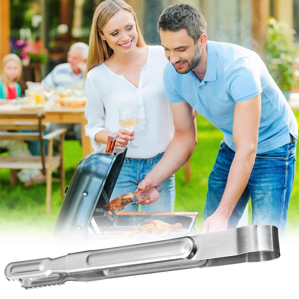 Lengthened Non Slip Stainless Steel Food Tongs Meat Bread Clip Barbecue Grill Buffet Clamp Cooking Tools Kitchen Accessories