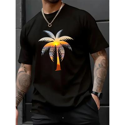 Summer Palm Tree Graphic 3D Print T-Shirts Men Casual Short Sleeve T Shirt Oversized Harajuku Tees Top Unisex Clothing