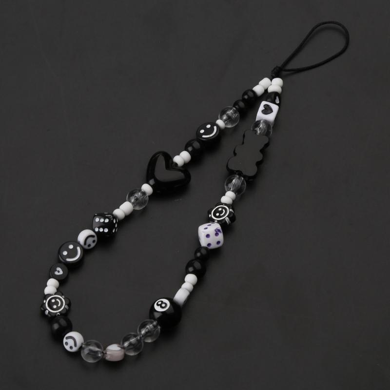 Perlen-Handy-Anhänger-Lanyards Bär Würfel-Perlen-Handschlaufe Handgefertigte Handykette Herz Perlen-Handyband für Frauen