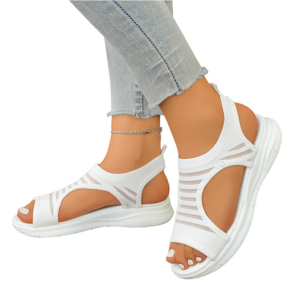Lightweight Breathable Women Open Toe Slingback Sandals Slip On Casual Summer Shoes with Cushioned Sole and Flexible Knit Upper