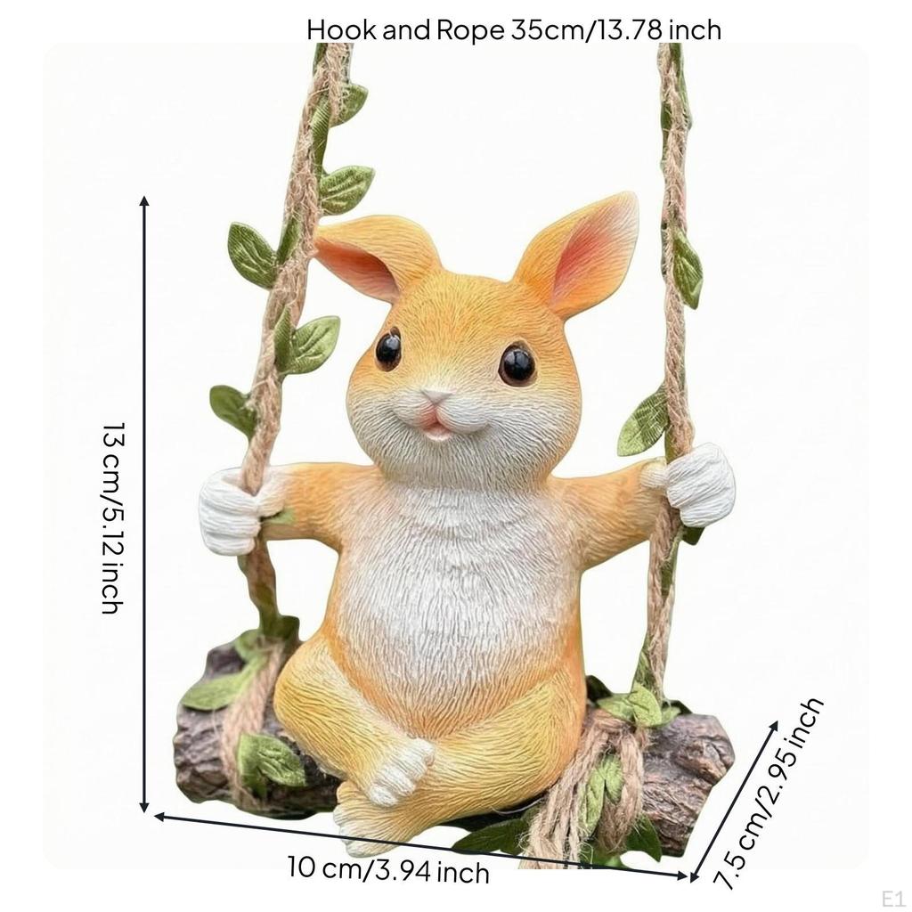 Hare Swing Ornament Sweet Decoration TexturedTextured Resin for Garden,