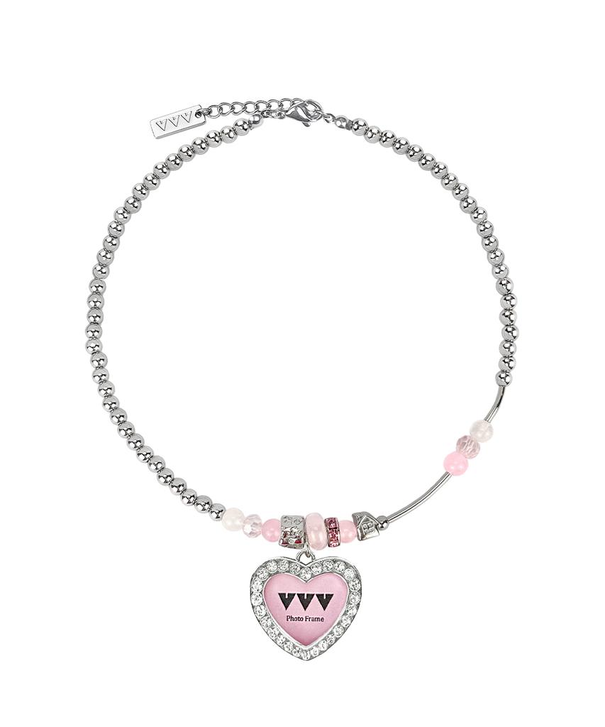Vvv Pop Star Cubic Heart Bead Surgical Necklace