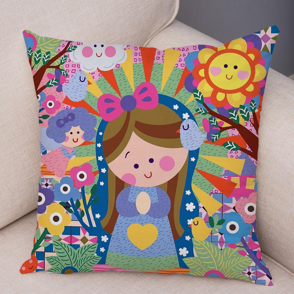 Virgin Mary Art Pillow Cover Decoration Kawaii Cartoon Kids Sofa