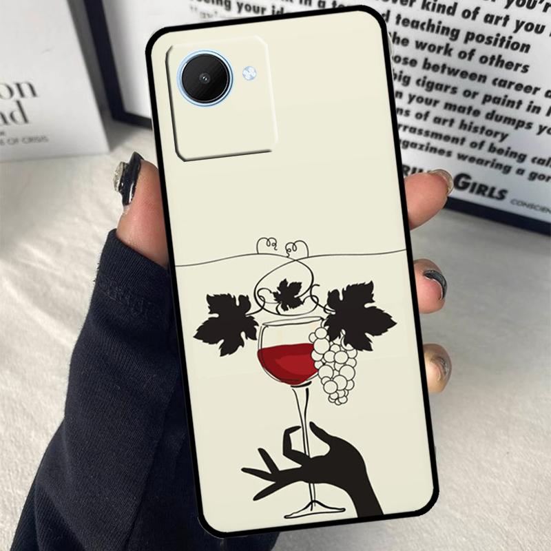 Red Wine Glass Art For Realme 15 14 10 11 12 13 Pro Plus C65 C67 C71 C63 C61 C55 C51 C53 C75 GT6 GT7 Pro Case