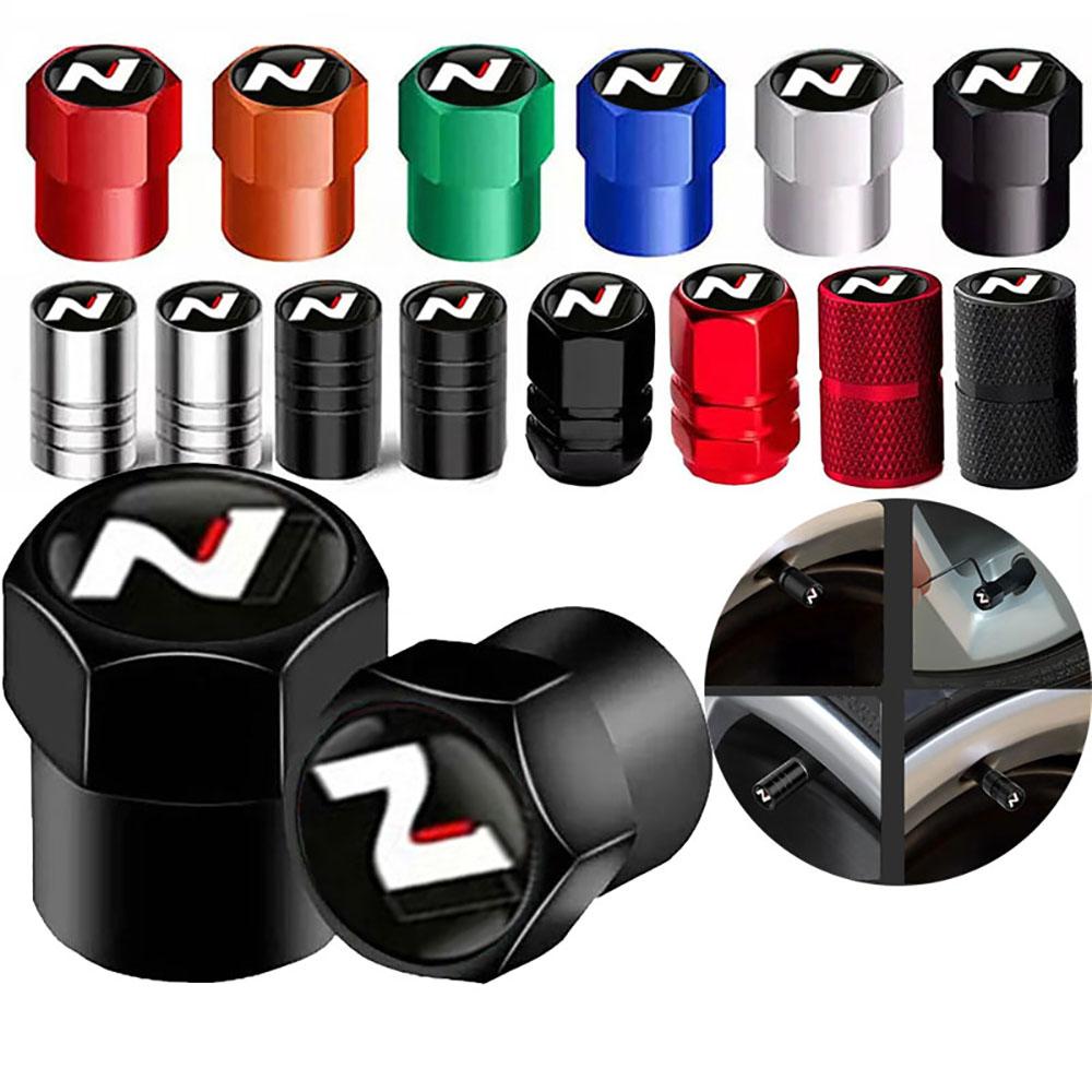 4Pcs Car Wheel Tire Valve Caps Air Stem Covers For Hyundai N Line Sonata Tucson Azera Elantra Veloster Kona Santa Accessories KK5