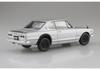 Aoshima (AOSHIMA) 1/24 Raku Plastic Snap Car Series KPGC10 Skyline HT 2000GT-R 1970 Silver Pre-Colored Plastic Model Kit 01-SI