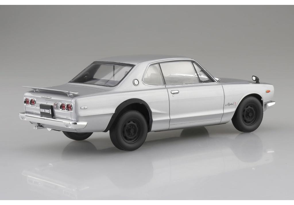 Aoshima (AOSHIMA) 1/24 Raku Plastic Snap Car Series KPGC10 Skyline HT 2000GT-R 1970 Silver Pre-Colored Plastic Model Kit 01-SI