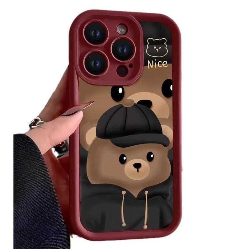 Brown Little Bear iPhone Case for Models 13 to 17, including 17 Pro Max. iPhone 16 Pro кофейный