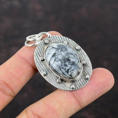 Ciondolo in diaspro pinolitico Gioielli con pietre preziose originali Ciondolo in argento sterling 925 Gioielli fatti a mano Ciondolo delicato Regalo per donne Ciondolo straordinario