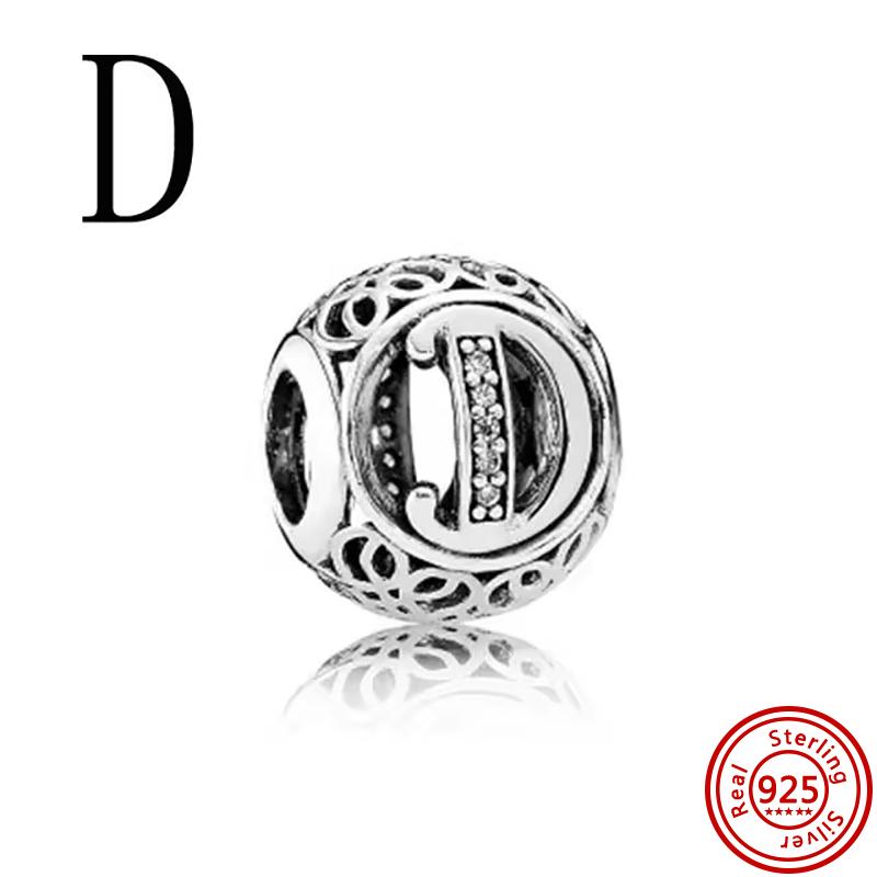 925 Massivkupfer Unendlichkeitssymbol Hohl Rund A-Z 26 Alphabetbuchstaben Glänzende Zirkonia-Perlen Passend für Original Pantaro Charms Armband