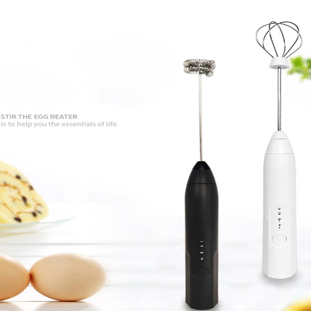Black White Milk Frother Plastic Stainless Steel Electric Whisk Frother  Coffee Latte Matcha