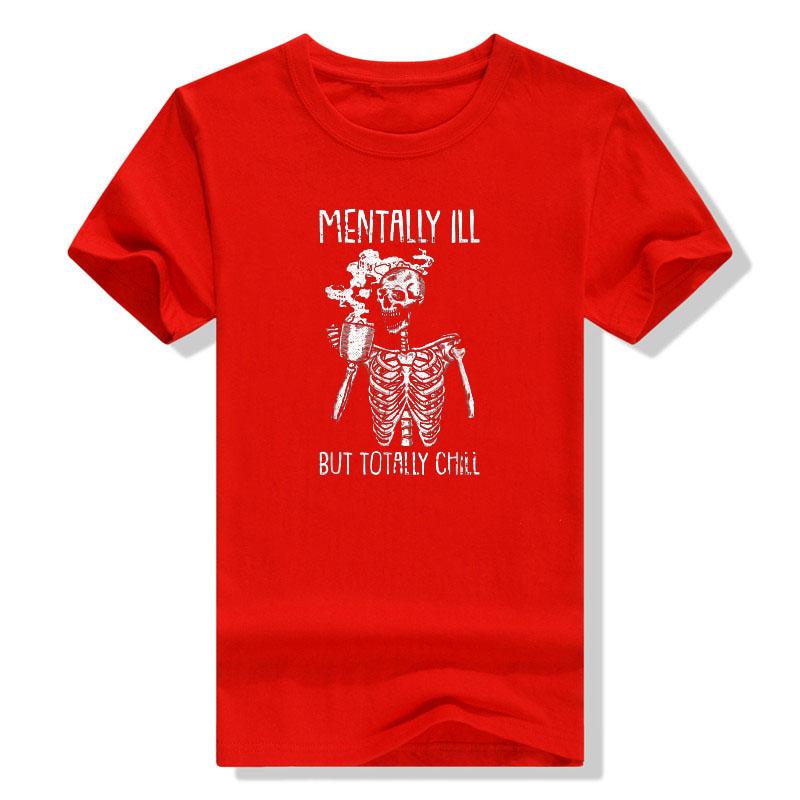 Unisextally Ill But Totally Chill Halloween Costume Skeleton TShirt Gifts Coffee Lover Drunk Tee Tops Skull Print Graphic Outfits S