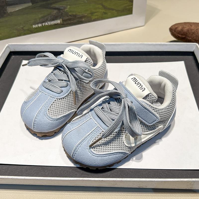 Korean-style children's sports shoes, retro spring-summer soft-soled mesh casual shoes for boys, Velcro breathable shoes for girls