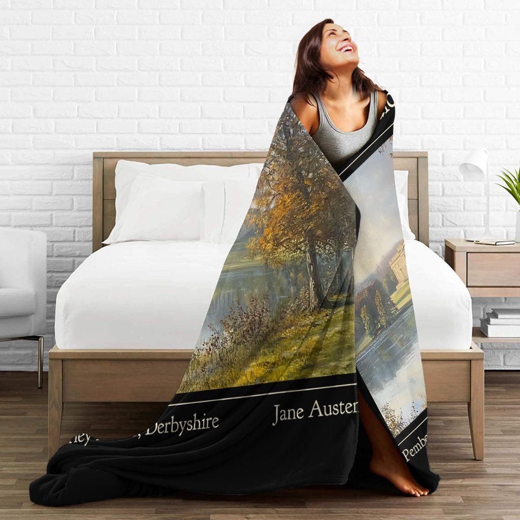 Jane Austen Pemberley Stolz und Vorurteil Decke Flanell Vintage Atmungsaktive Überwurfdecke für Zuhause Frühling/Herbst Reisen