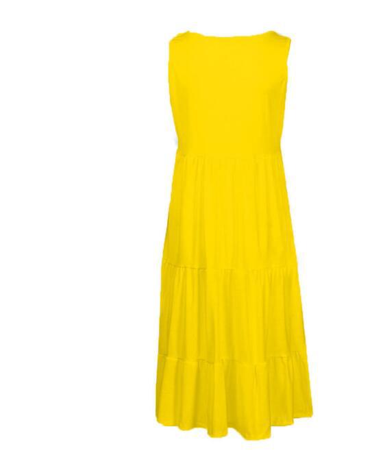Women's Sleeveless Round Neck Beach Dress - 7 Colors, 8 Sizes, Big Swing Design