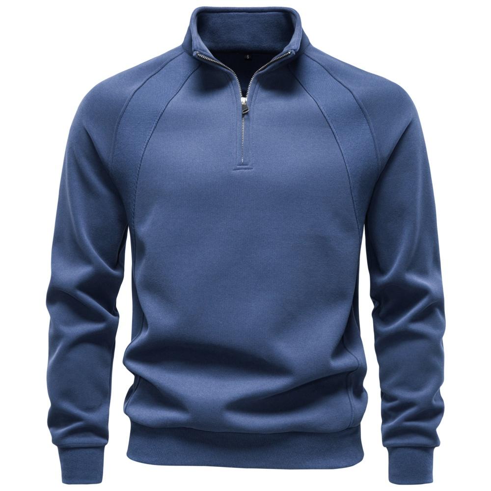 AIOPESON Half Zip Katoenmix Sweatshirts Opstaande Kraag Geribbelde Manchetten Raglanmouw Casual Sport Heren Herfst Winter Warm Pullover