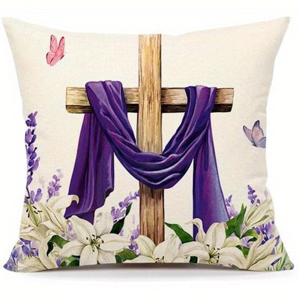 

Easter Pattern Home Decor Pillow Cover Bedroom Living Room Sofa Decoration Polyester Cushion Cover with Zipper 45x45cm