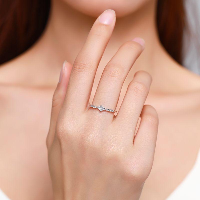 Tancise Classic 925 Sterling Silver  Zircon Ring Ladies Jewelry Wedding Promise Party Gift