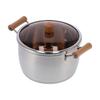 Double Ear Stainless Steel Soup Pot 1.97kg Wood Silver