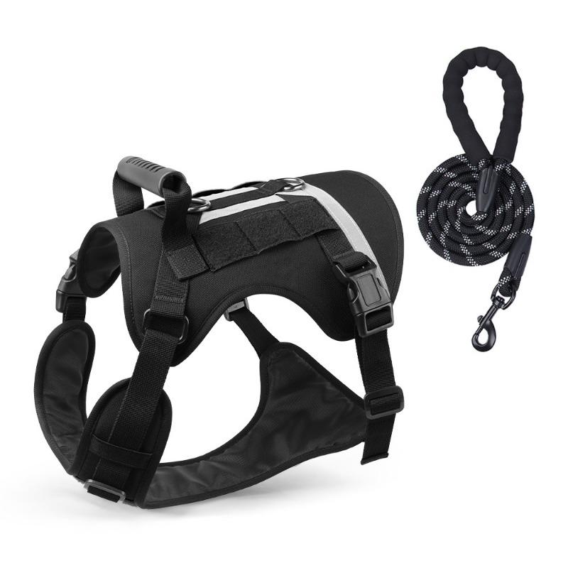 Big Dog Tactical Harness Outdoor Anti-breakaway Lightweight Medium and Large Dog Harness Walking Dog Reflective Dog Leash