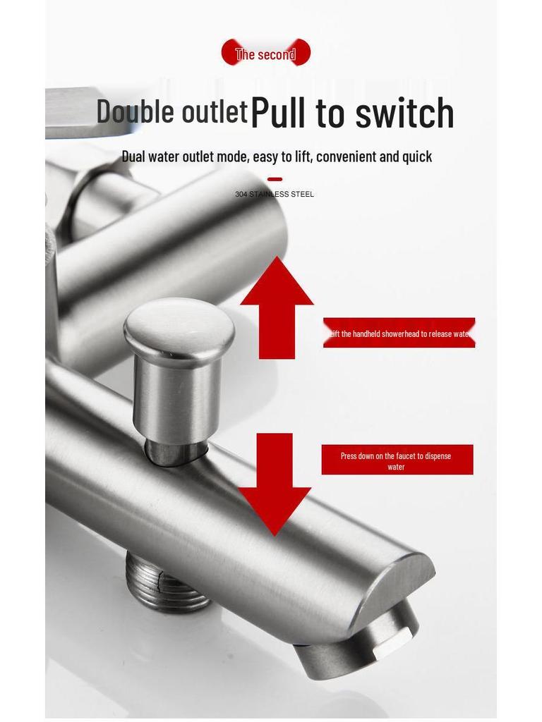 Stainless Steel 3-Function Shower Faucet Set with Concealed Hot/Cold Mixing Valve