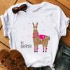 Female Tshirt Harajuku Kawaii Alpacas Animal Print Funny T Shirts Women Summer White Top Camiseta Mujer Casual Tshirt Clothes
