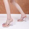 Transparent High Heels Butterfly Decoration Chunky Heeled Shoes Women's Shoes Height Increase 11cm Outdoor Seaside Sandals