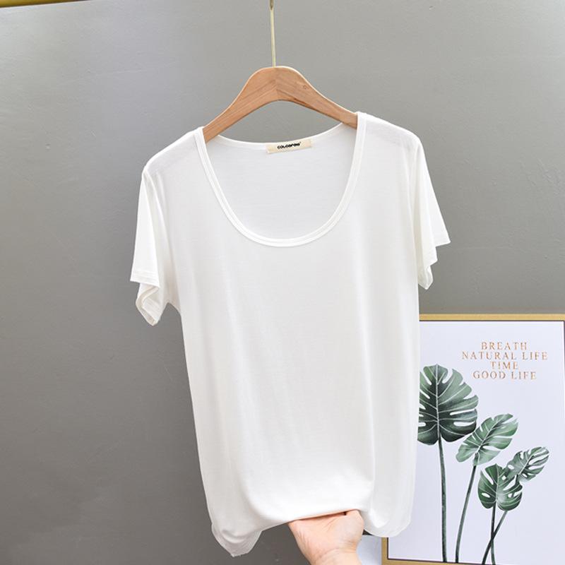 Women's Korean Style Slimming Modal Short Sleeve Top - Summer Fashion Round Neck Tee