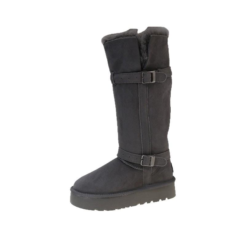 Thick-soled Gray Long-tube Snow Boots Women's 2025 New Winter Velvet Thickened Warm Northeast Cotton Shoes Women's Boots