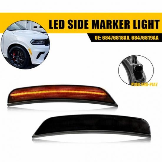Smoked Amber LED Front Bumper Side Marker Light For -2024 Dodge Durango EOA