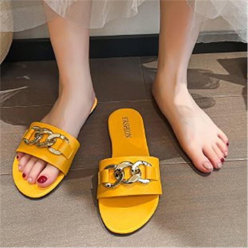 Slippers Women's Summer 2024 New Internet Celebrity Cool Slippers New Fashion Versatile Outer Wear One-word Drag Flat Bottom Outdoor Size 43