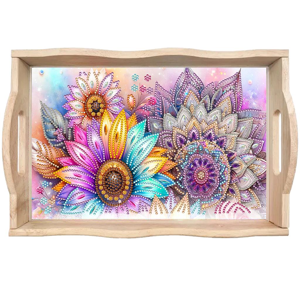 Food & Natural Diamond Painting Dining Plate with Handles Diamond Painting Dinner Plate Tray 30x20cm Home Decoration Gift