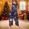 Women's Casual Christmas Print Loose Fit Retro Suspender Overalls