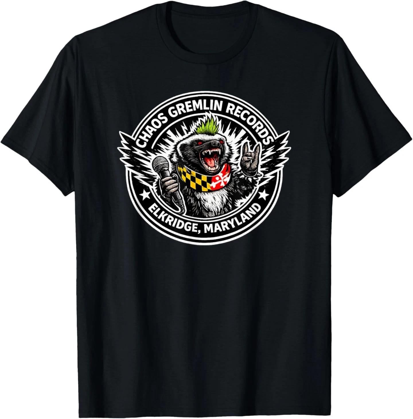 

American Badger Attitude Chaos Gremlin Punk Records Novelty T-Shirt 3XL