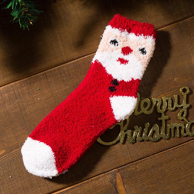 Women Christmas Socks Santa Elk Gift Fluffy Cozy Ladies Winter Warm Floor Socks