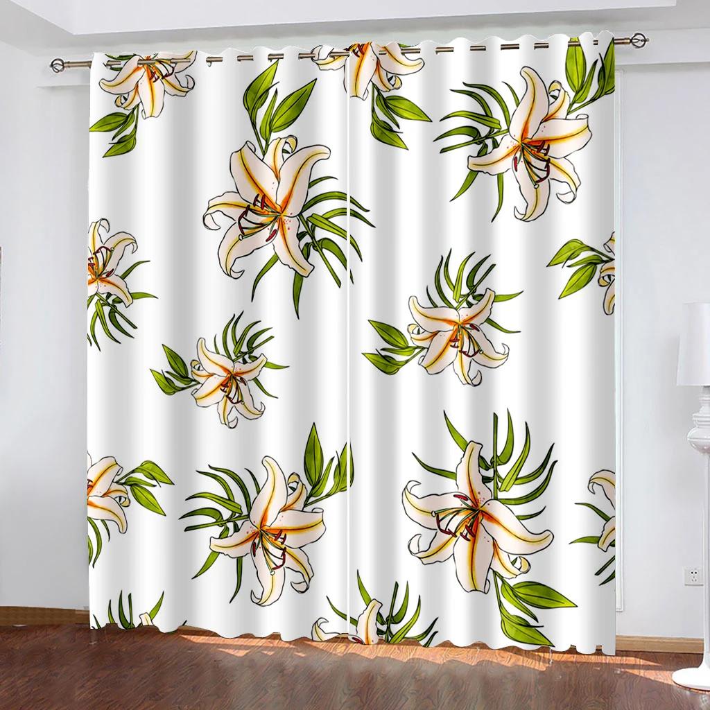 Tende Oscuranti Floreali con Gigli Rosa e Neri per Camera da Letto, Soggiorno, Bagno, Cucina, Porta. Alta Ombreggiatura, Nuovo Motivo