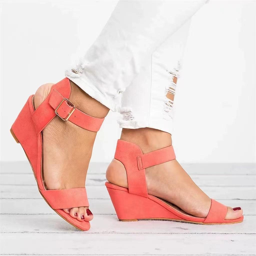Fashion Summer Women's Sandals Fashion Open Toe Wedge Casual Shoes Women Plus Size Wedge High Heel Sandals Peep Toe Female 35-43