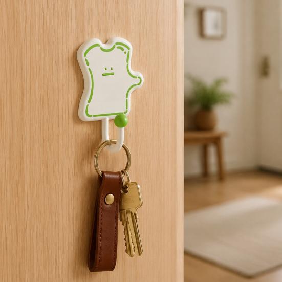 No Drill Hooks for Rental Apartments Cartoon Puzzle Key Hook, Heavy Duty Traceless Plastic Wall Hanger, Hangers Space Saving Self Adhesive