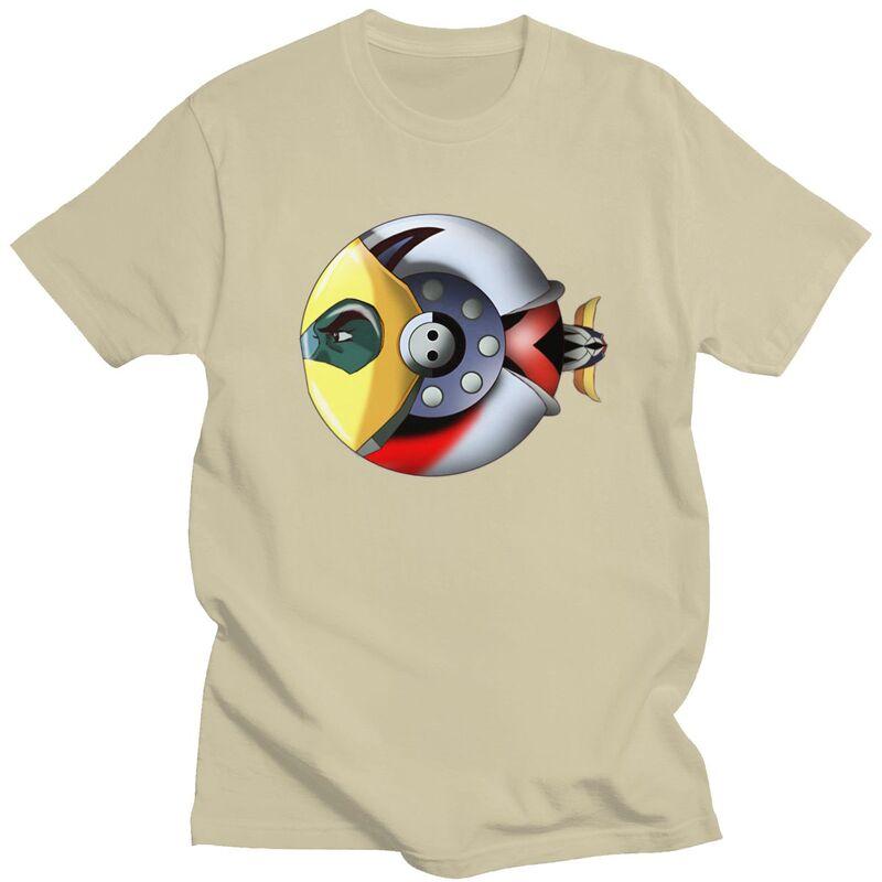 Niestandardowy T-shirt Męski UFO Robot Grendizer Goldorak 100% Bawełna Koszulka Codzienna Krótki Rękaw Dopasowany Krój Ubranie Prezent